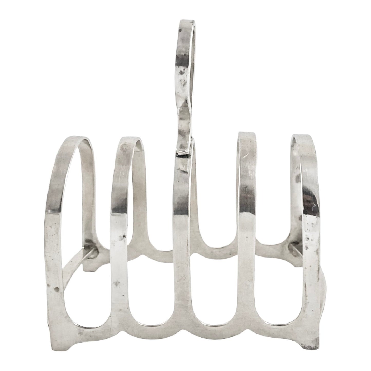 Art Deco sterling silver 5-bar 4 slot bachelor domed toast rack, circular form