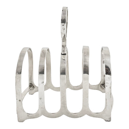 Art Deco sterling silver 5-bar 4 slot bachelor domed toast rack, circular form