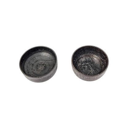 1880's Travancore silver Chuckram coin pair of table salt cellars, 56 coins