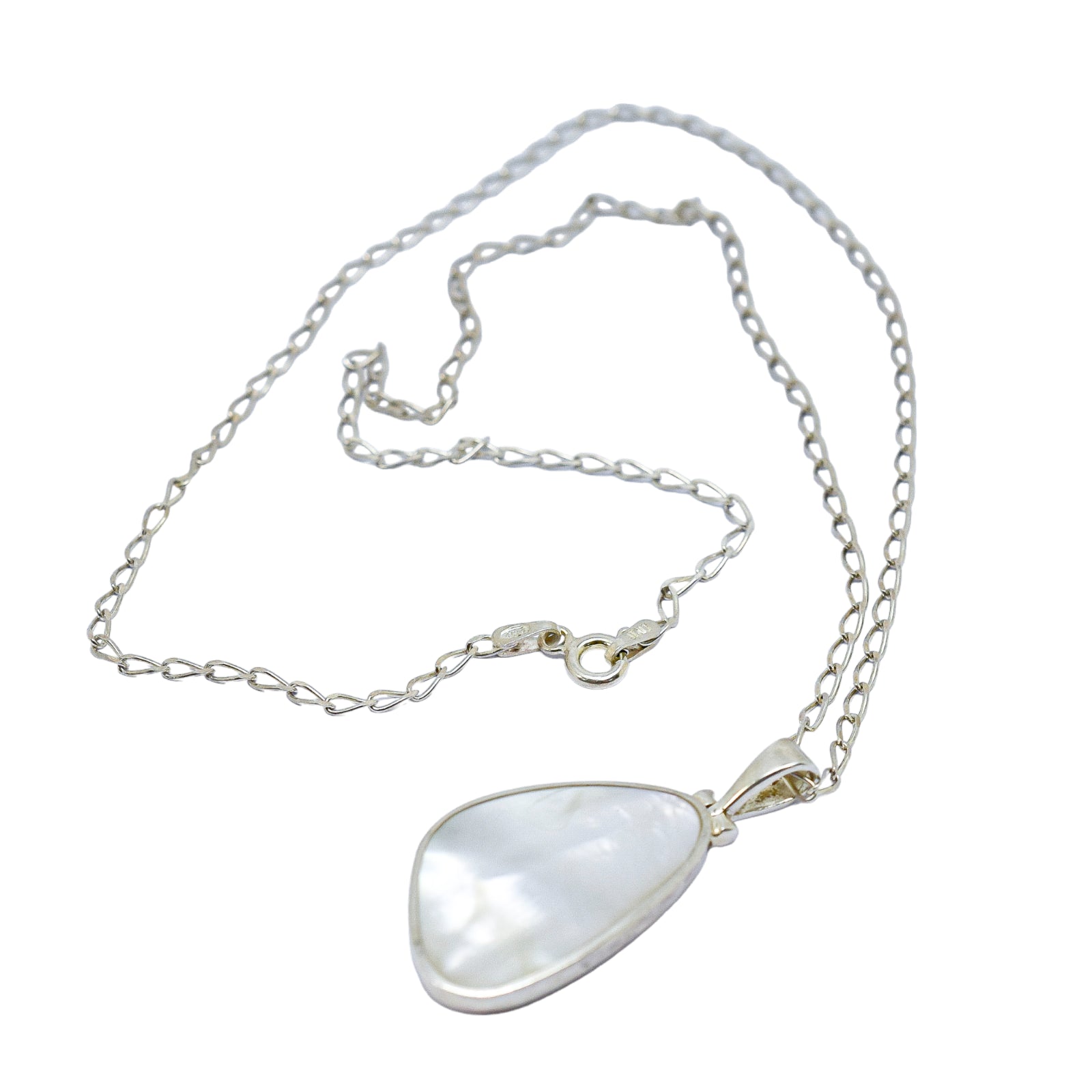 Vintage sterling silver mother of pearl classic teardrop necklace