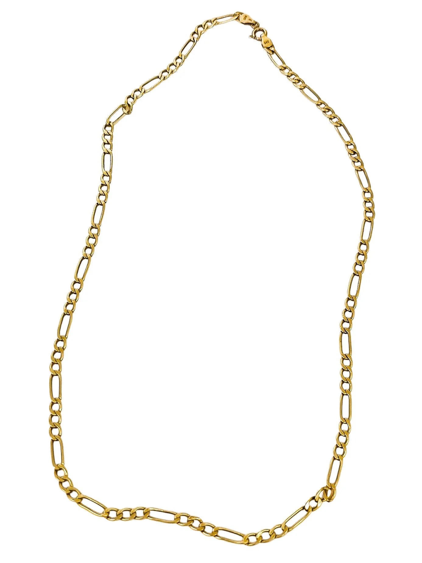 Vintage Italian 9ct yellow gold figaro curb chain bracelet and necklace set