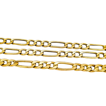 Vintage Italian 9ct yellow gold figaro curb chain bracelet and necklace set