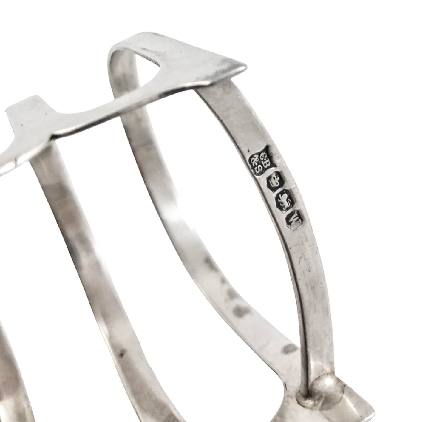 Art Deco sterling silver 5-bar 4 slot bachelor domed toast rack, circular form