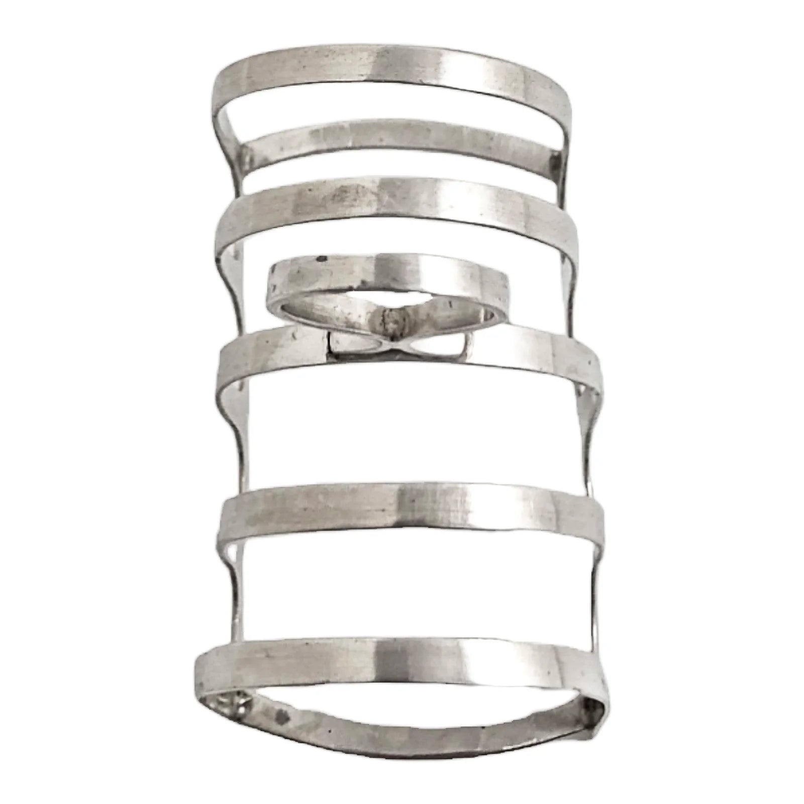 Art Deco sterling silver 5-bar 4 slot bachelor domed toast rack, circular form