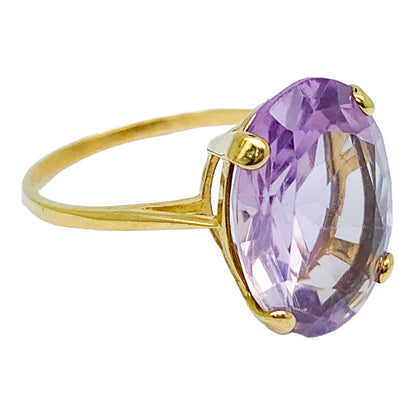 Huge vintage 8.15ct amethyst statement cocktail ring, 9kt yellow gold, size P