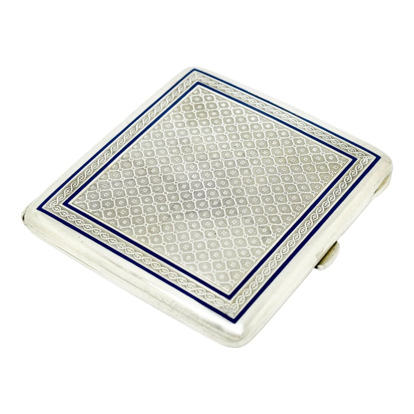 German Art Deco Louis Kuppenheim gilt, silver and enamel engine-turned cigarette case