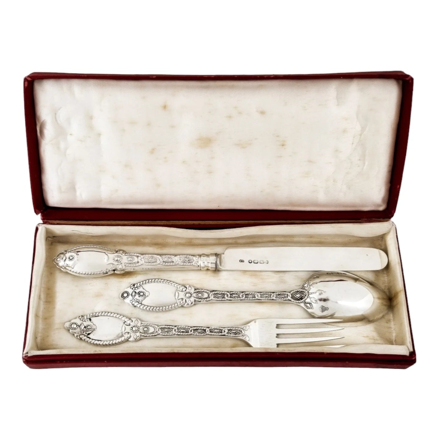 Mid-Victorian sterling silver 3 piece Christening set, Chawner & Co
