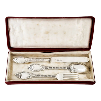 Mid-Victorian sterling silver 3 piece Christening set, Chawner & Co