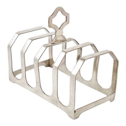 Harrods sterling silver Art Deco 5-bar toast rack with 4 slots