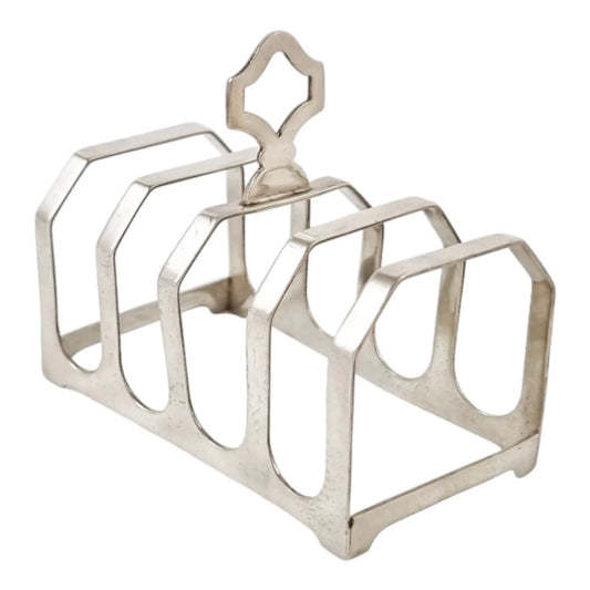 Harrods sterling silver Art Deco 5-bar toast rack with 4 slots