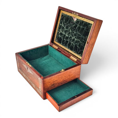 Victorian mother-of-pearl box, mirror & secret drawer