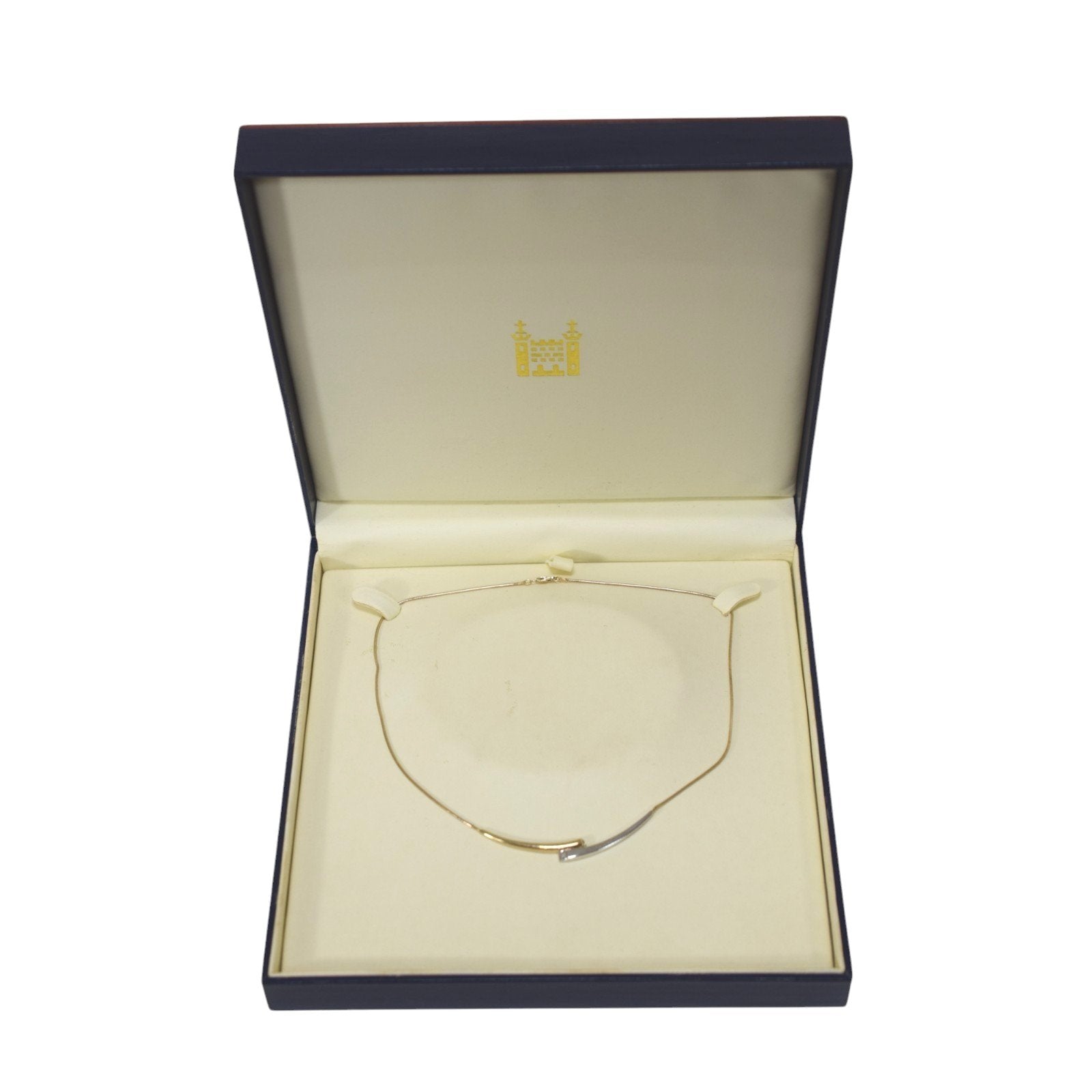 Boxed vintage Royal Mint "Connections Collarette" gold and diamond two tone necklace
