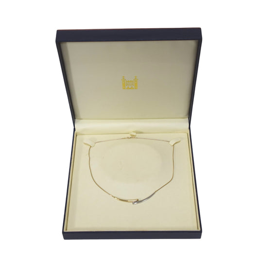 Boxed vintage Royal Mint "Connections Collarette" gold and diamond two tone necklace