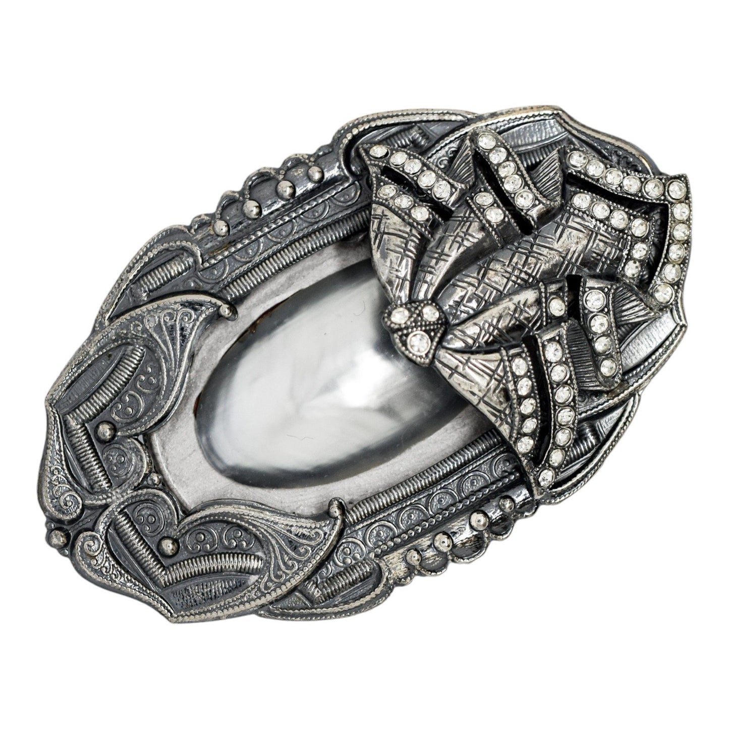 1980's Ermani Bulatti silvered mother-of-pearl large statement beetle brooch
