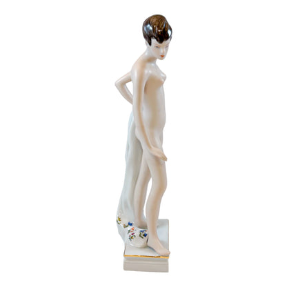 Art Deco style Jiri Cernoch for Royal Dux porcelain figurine - Nude with Towel