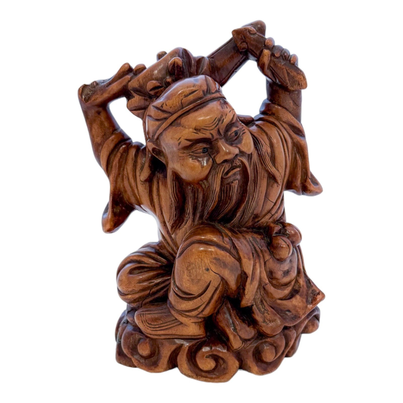 Antique Chinese boxwood root carved figurine of Daoist Immortal Li Tai Guai