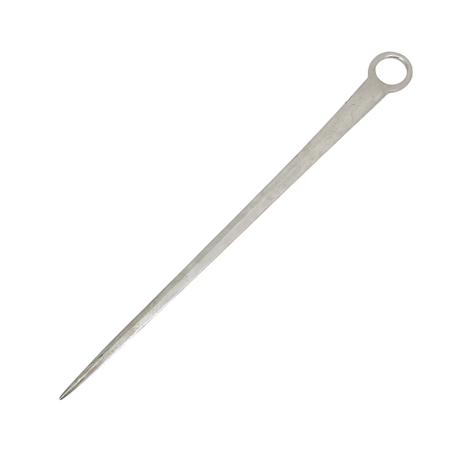George III sterling silver meat skewer / letter opener with ring handle