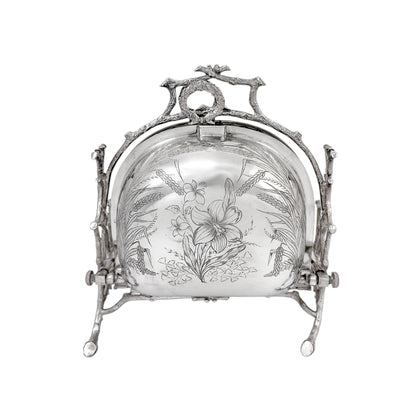 Victorian silver-plated Aesthetic folding biscuit box, Staniforth Fenton