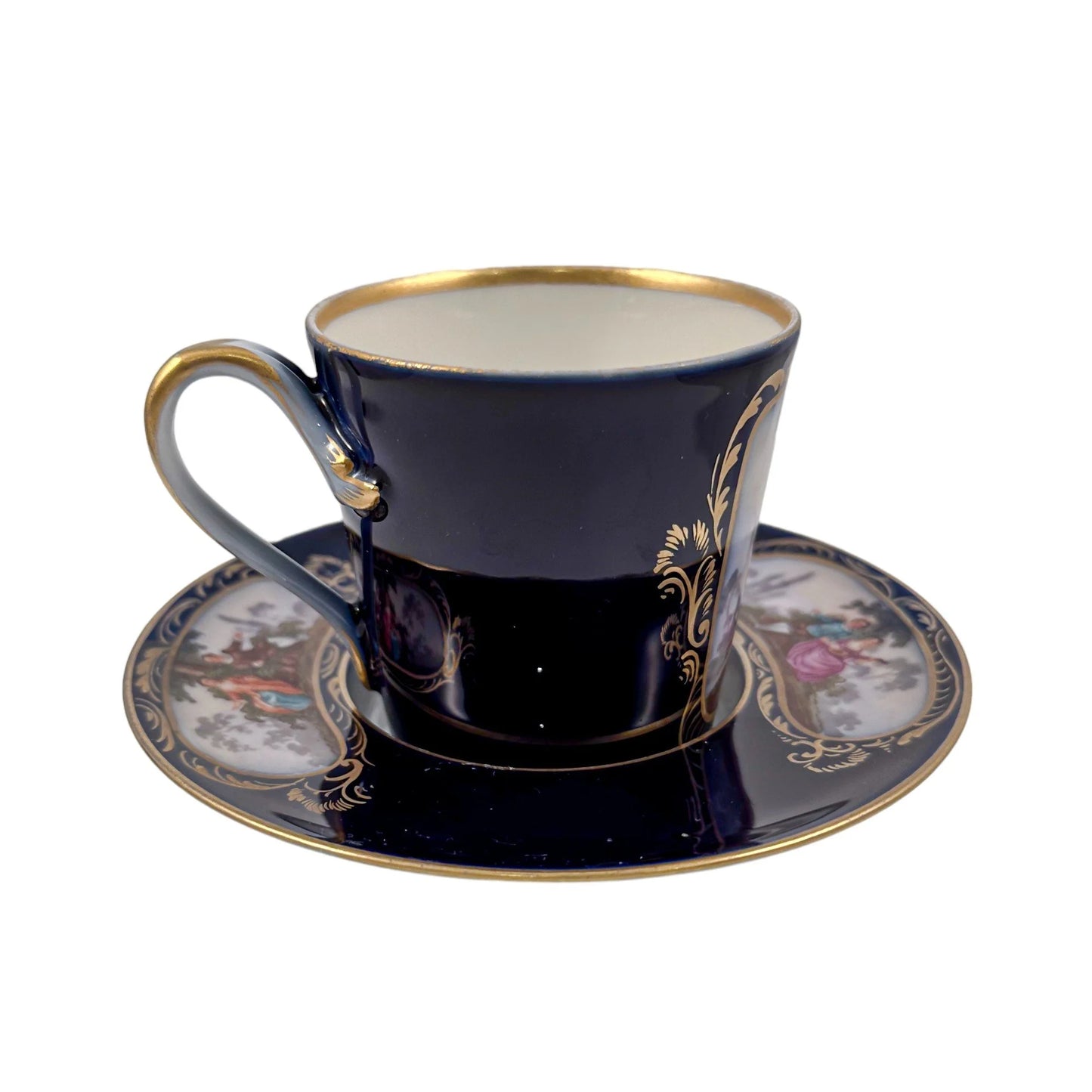 19th century 'Augustus Rex' German porcelain trembleuse cup and matching saucer