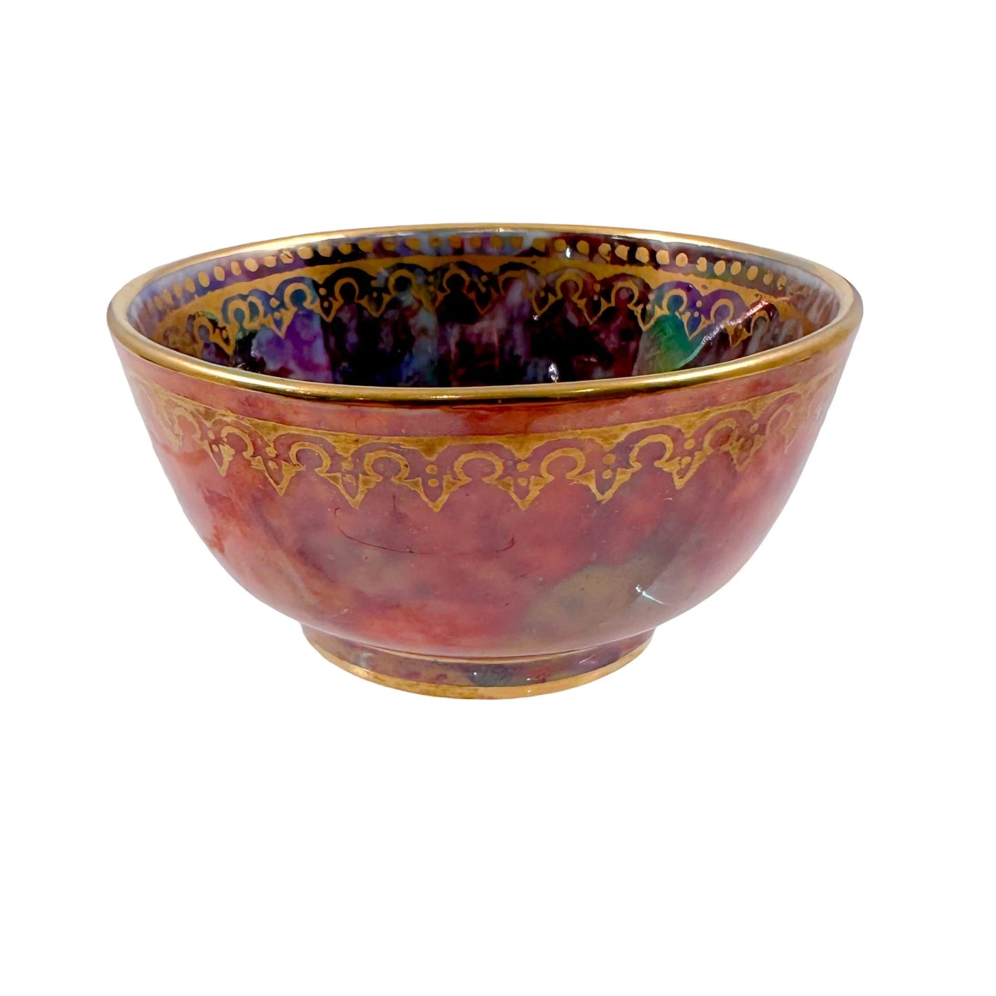 Miniature Art Deco Daisy Makeig-Jones for Wedgwood red Fairyland lustre porcelain bowl