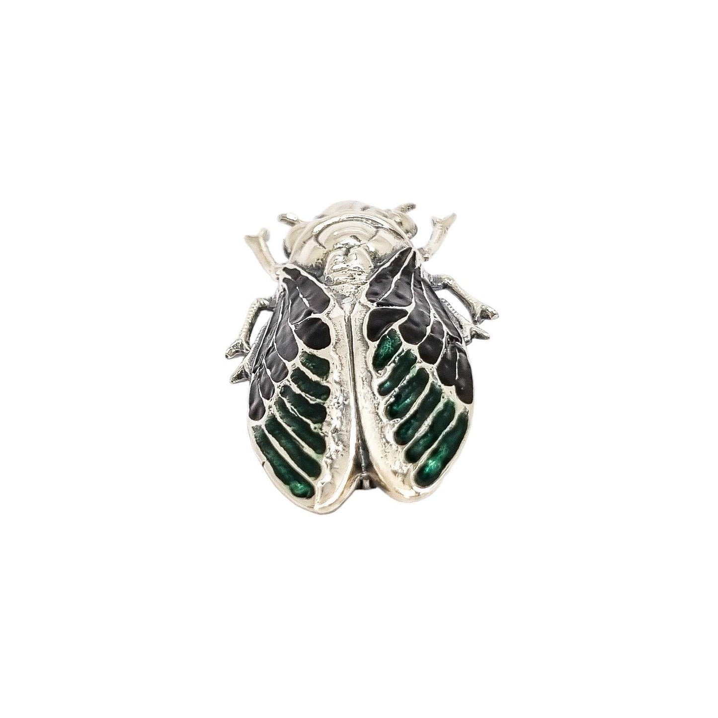 Sterling silver enamel bug / beetle statement brooch