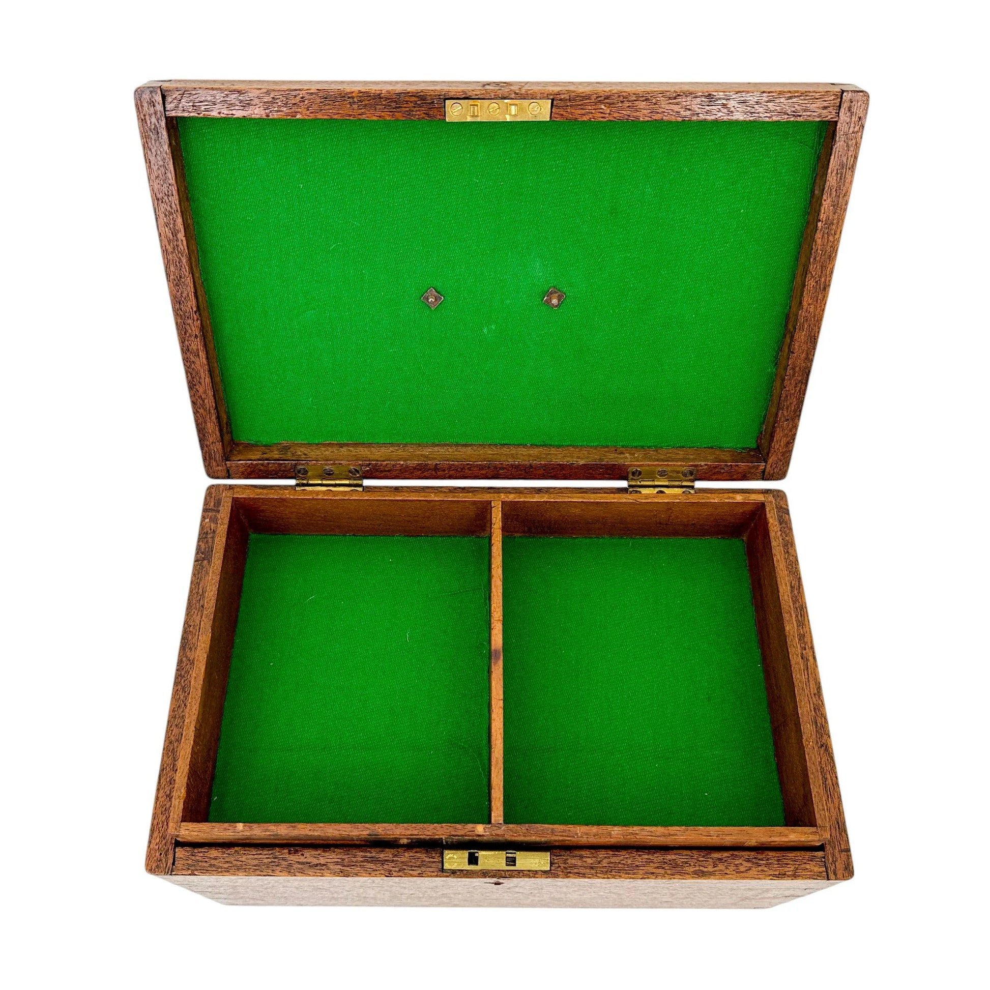 Arts and Crafts oak jewellery box with removable trays and working key