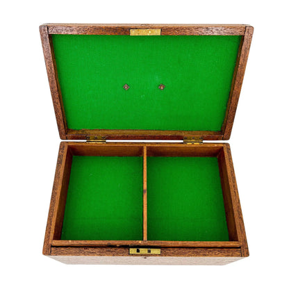 Arts and Crafts oak jewellery box with removable trays and working key