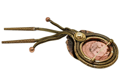 Vintage Ermani Bulatti Art Deco bronzed mother-of-pearl large dangling statement brooch