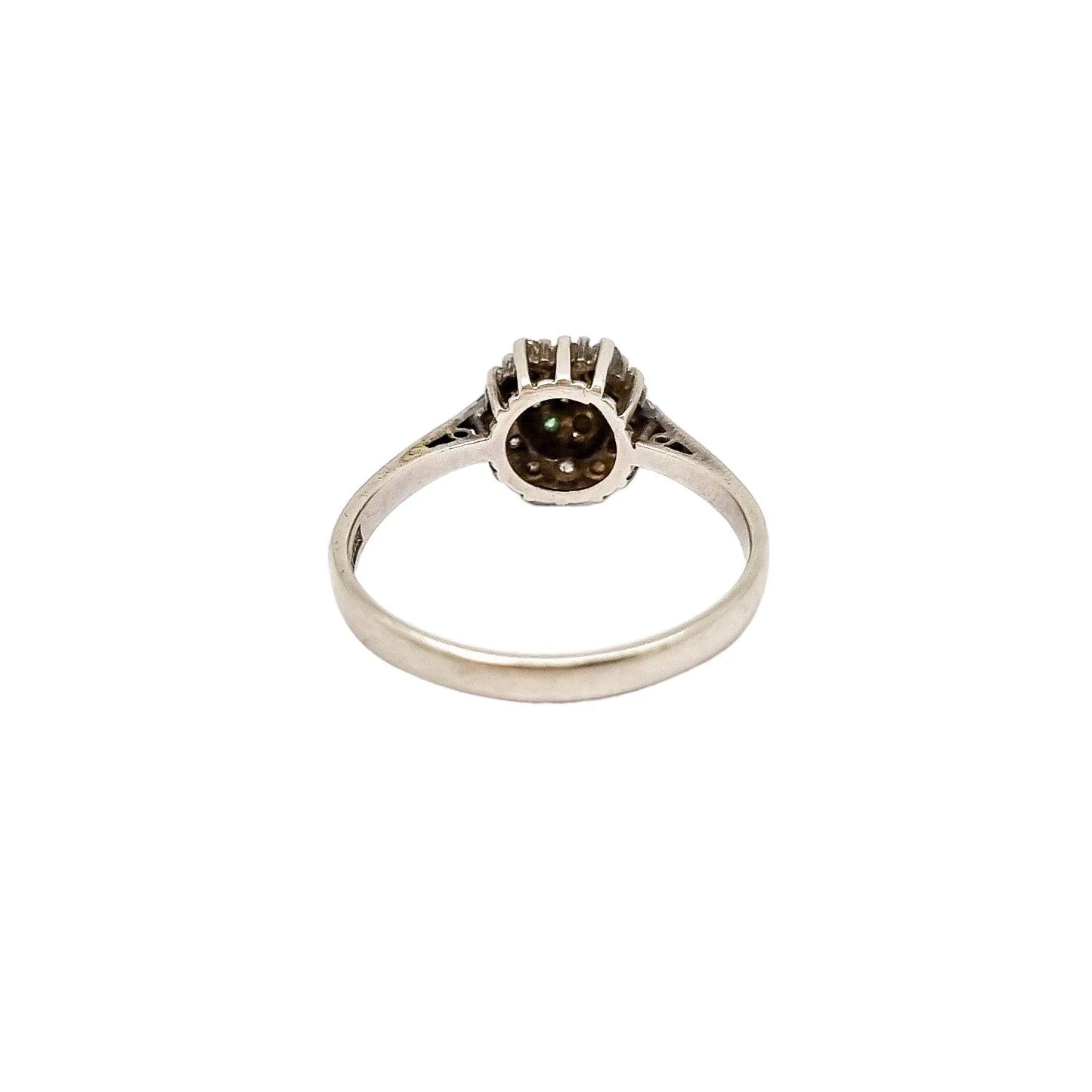 Vintage 1960's sterling silver emerald cluster cocktail ring, size P ½