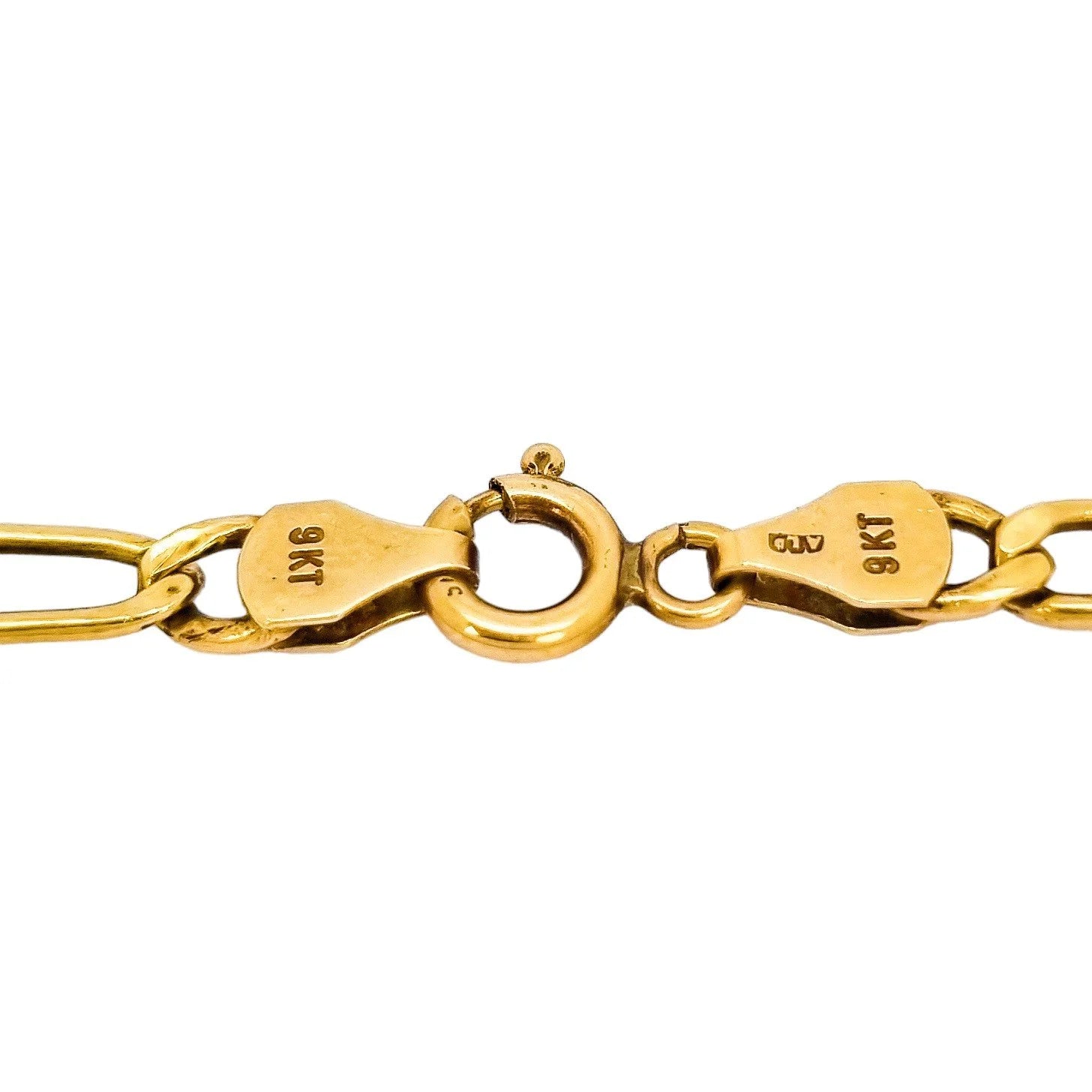 Vintage Italian 9ct yellow gold figaro curb chain bracelet and necklace set