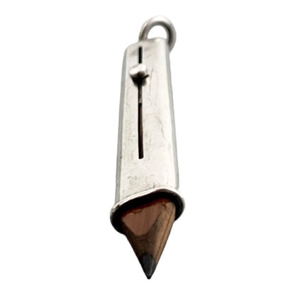Edwardian Sampson Mordan sterling silver carpenter’s sliding push pencil with bale for necklace