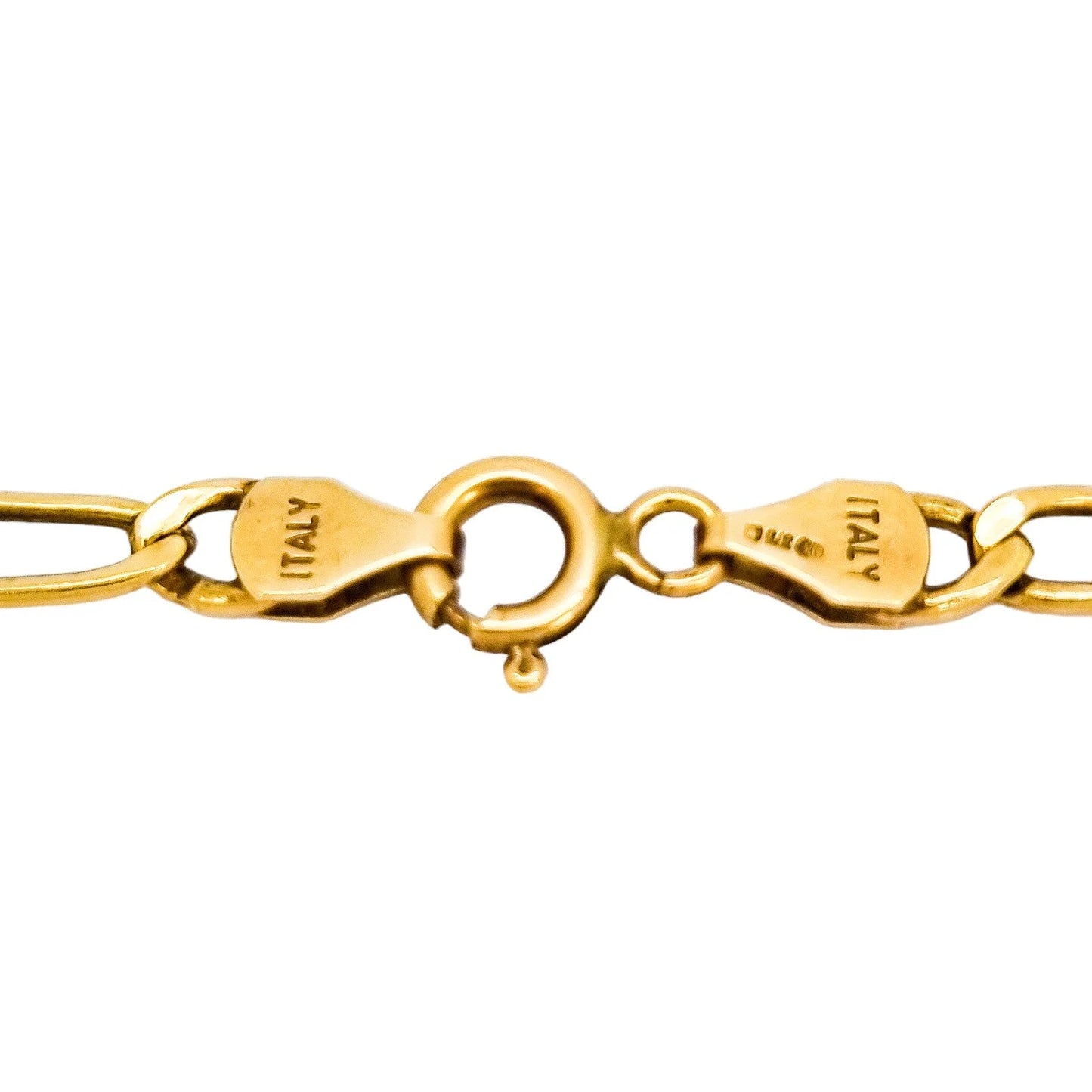 Vintage Italian 9ct yellow gold figaro curb chain bracelet and necklace set