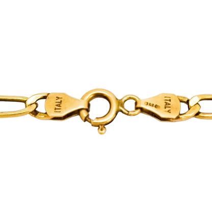 Vintage Italian 9ct yellow gold figaro curb chain bracelet and necklace set