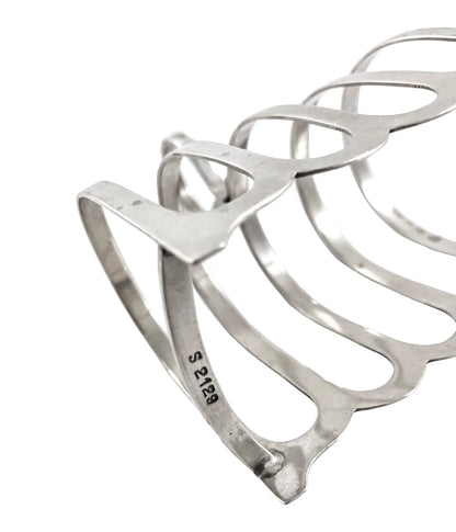Art Deco sterling silver 5-bar 4 slot bachelor domed toast rack, circular form