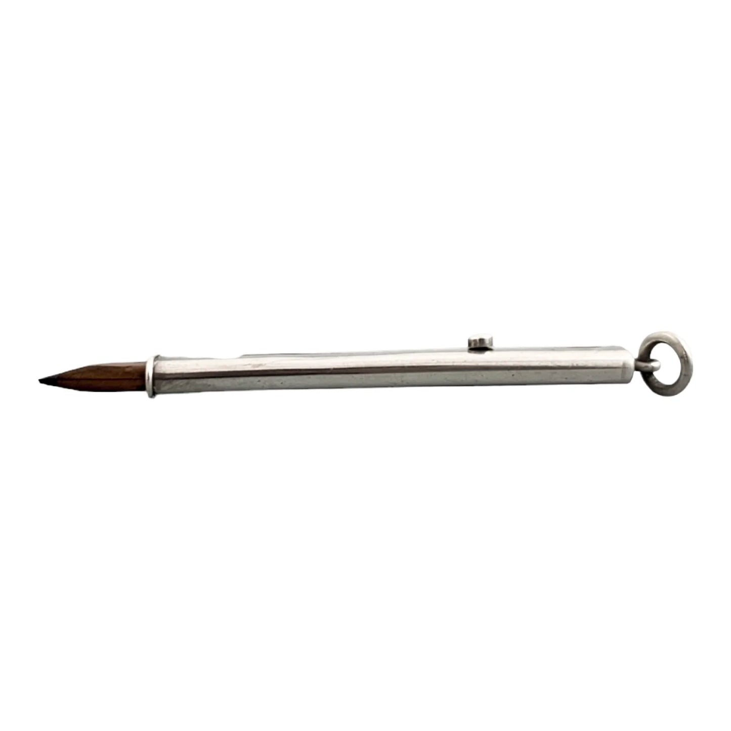 Edwardian Sampson Mordan sterling silver carpenter’s sliding push pencil with bale for necklace