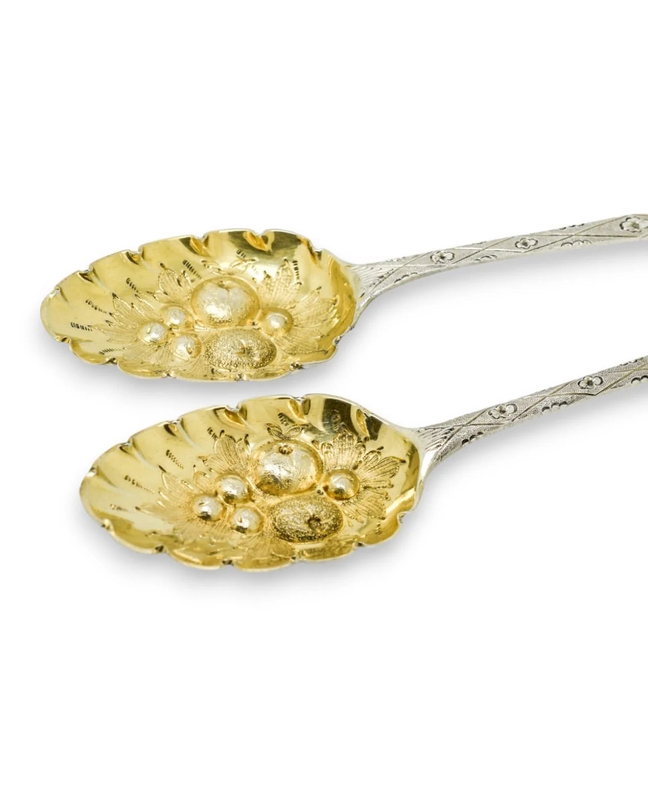 George III gilt sterling silver berry spoons, 1783