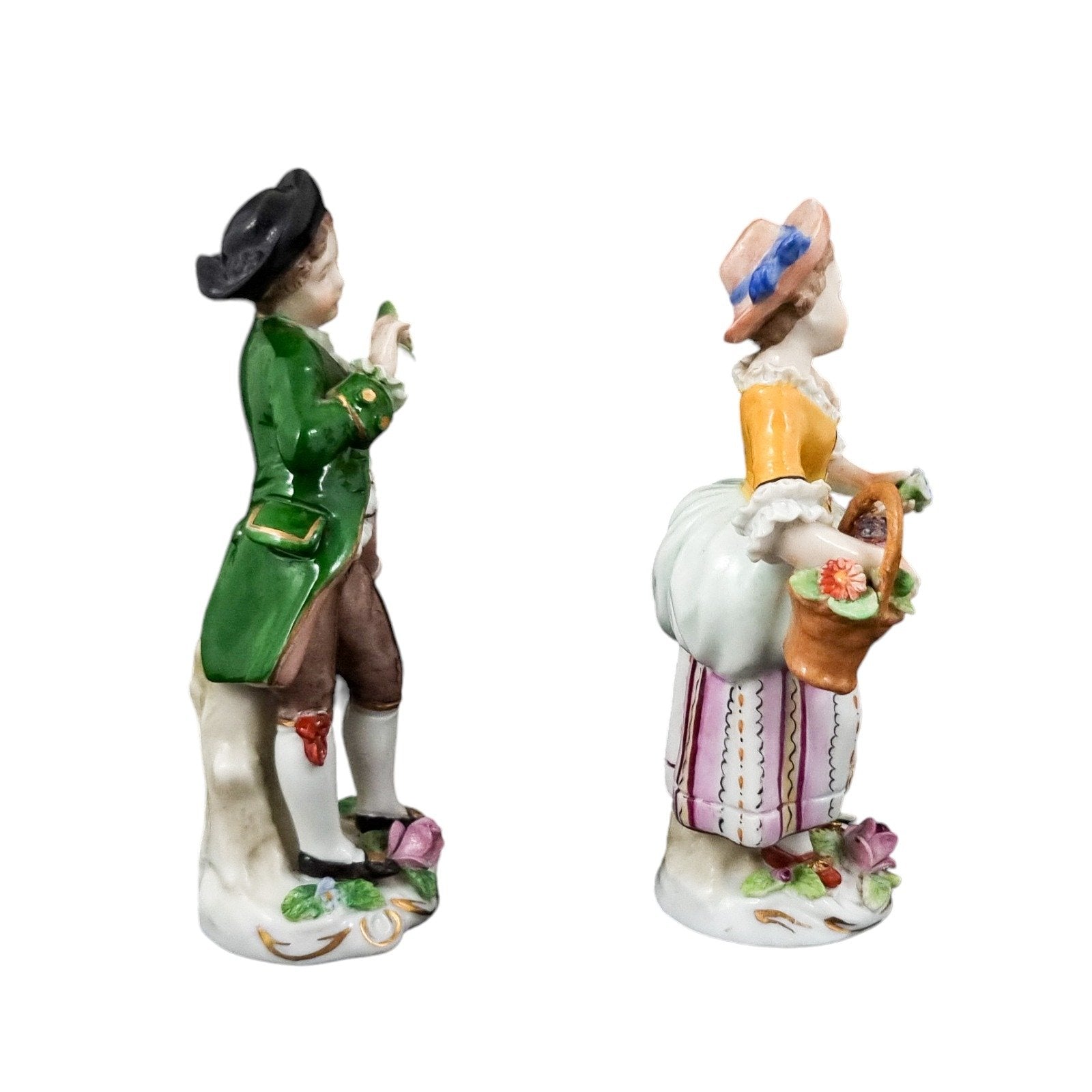 Sitzendorf porcelain pair of figurines of a flower girl and her cavalier