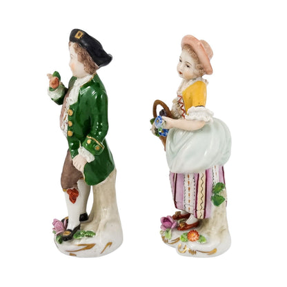 Sitzendorf porcelain pair of figurines of a flower girl and her cavalier