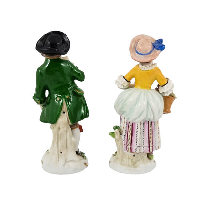 Sitzendorf porcelain pair of figurines of a flower girl and her cavalier
