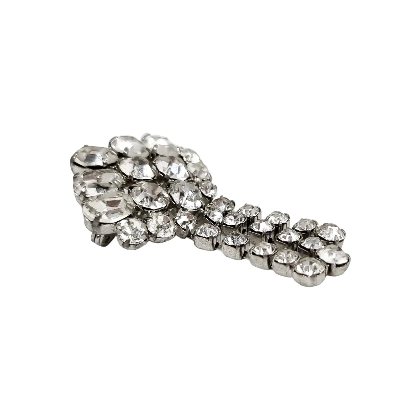 60’s rhinestone dangling fan-shaped brooch
