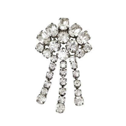 60’s rhinestone dangling fan-shaped brooch