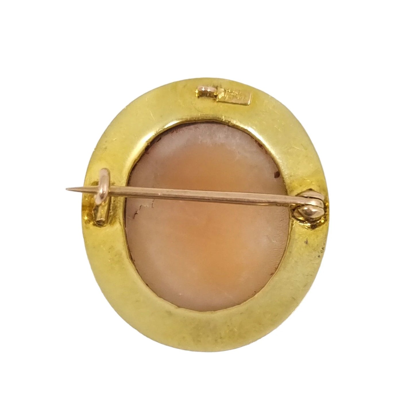 Victorian 15 ct gold shell cameo of Greek woman in profile
