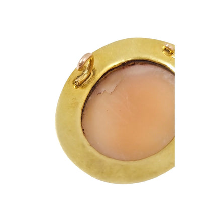 Victorian 15 ct gold shell cameo of Greek woman in profile