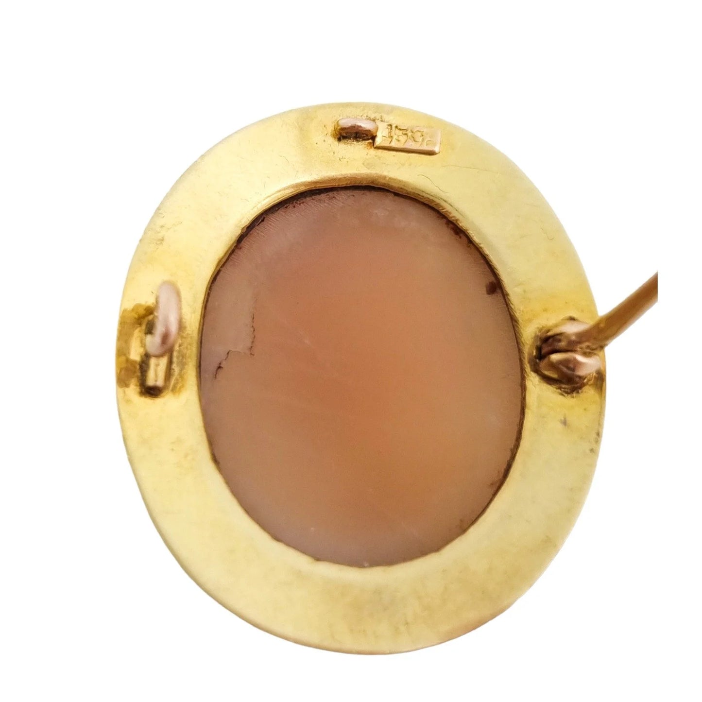 Victorian 15 ct gold shell cameo of Greek woman in profile