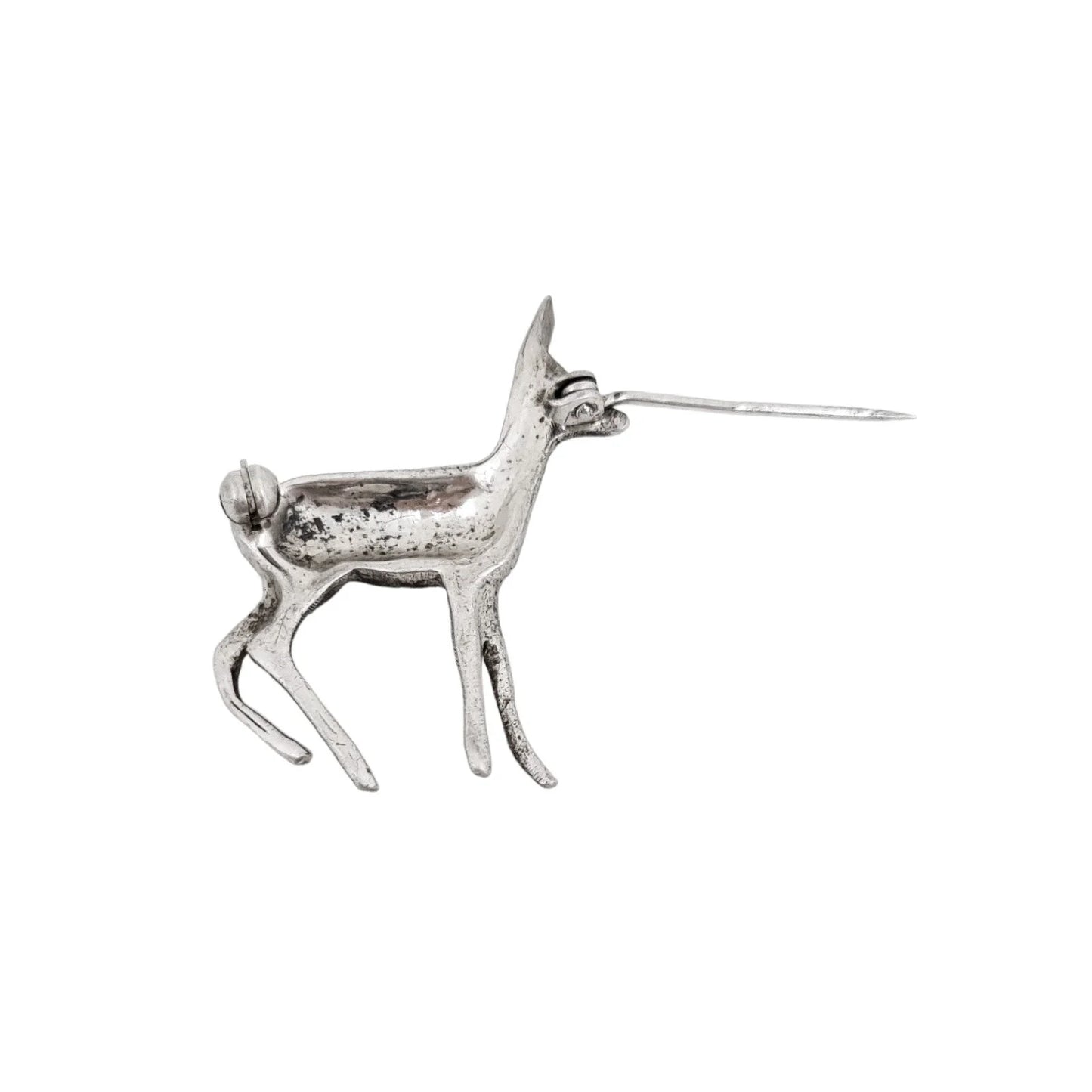Art Deco German sterling silver and marcasite baby deer brooch