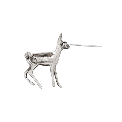 Art Deco German sterling silver and marcasite baby deer brooch