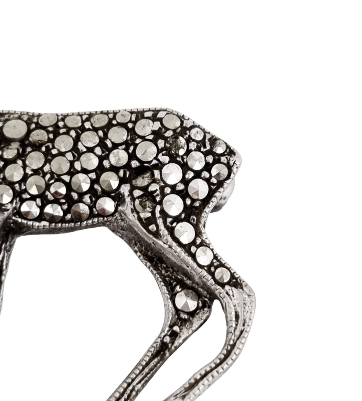 Art Deco German sterling silver and marcasite baby deer brooch