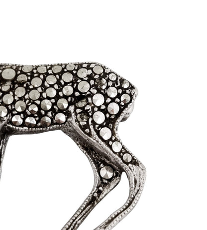 Art Deco German sterling silver and marcasite baby deer brooch
