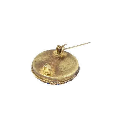 Early 20th century Italian micro mosaic round floral brooch