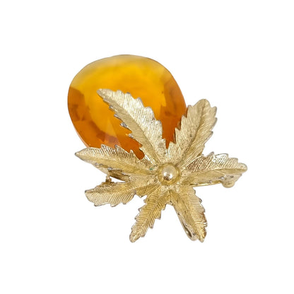 Vintage 1970's amber glass Sarah Coventry novelty pineapple brooch pendant